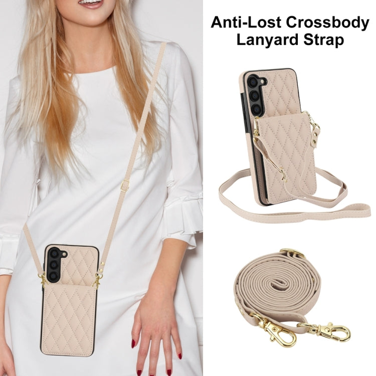 For Samsung Galaxy S23 5G YM015 Crossbody Rhombic Card Bag RFID Phone Case