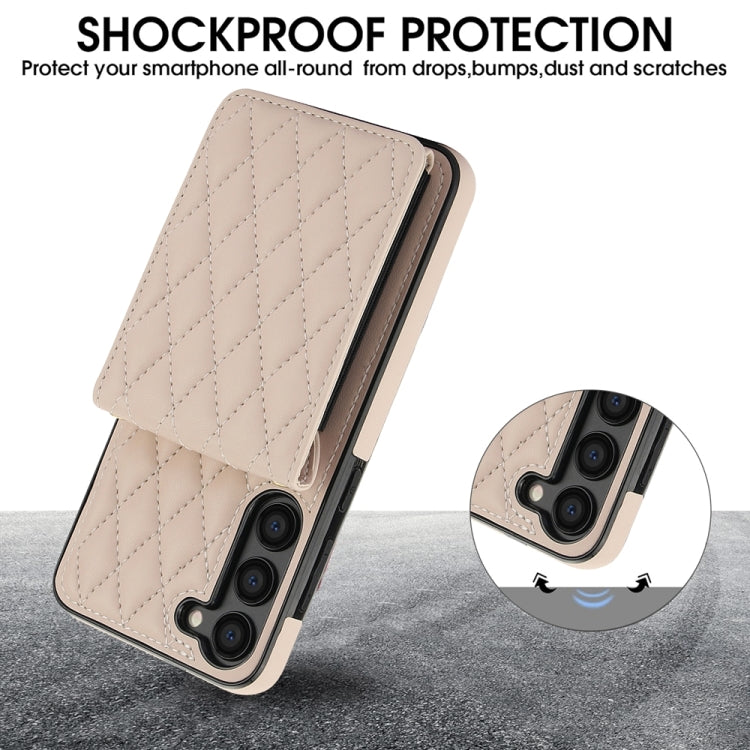 For Samsung Galaxy S23 5G YM015 Crossbody Rhombic Card Bag RFID Phone Case