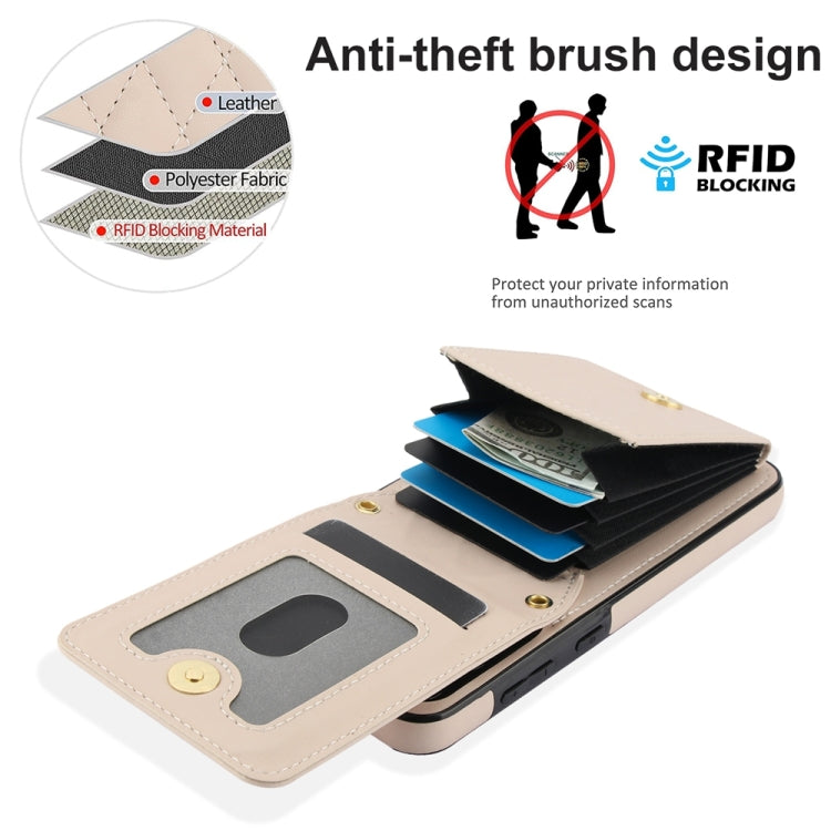 For Samsung Galaxy S23 5G YM015 Crossbody Rhombic Card Bag RFID Phone Case