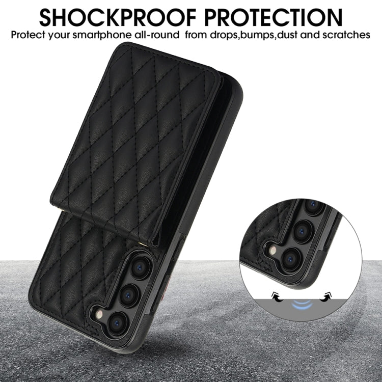 For Samsung Galaxy S23 5G YM015 Crossbody Rhombic Card Bag RFID Phone Case