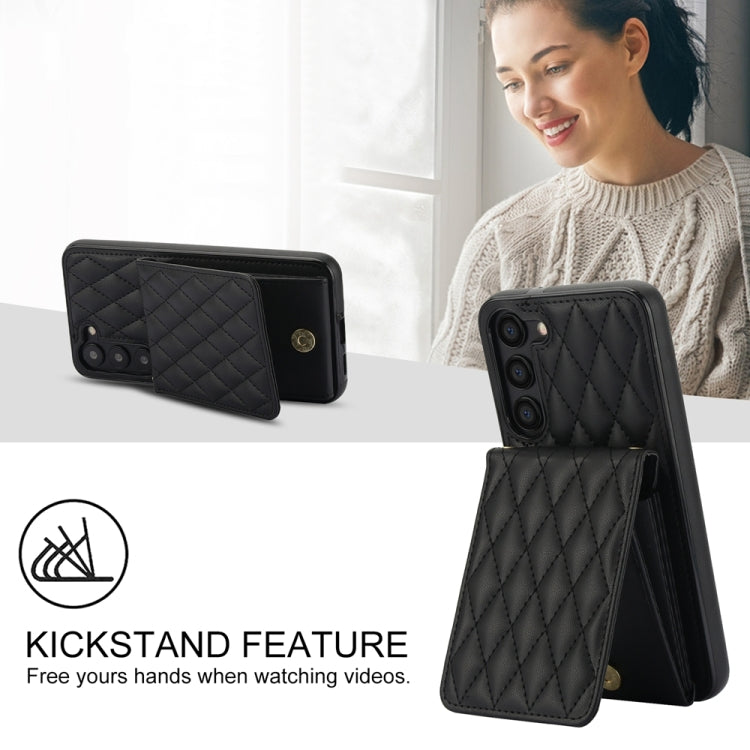 For Samsung Galaxy S23 5G YM015 Crossbody Rhombic Card Bag RFID Phone Case
