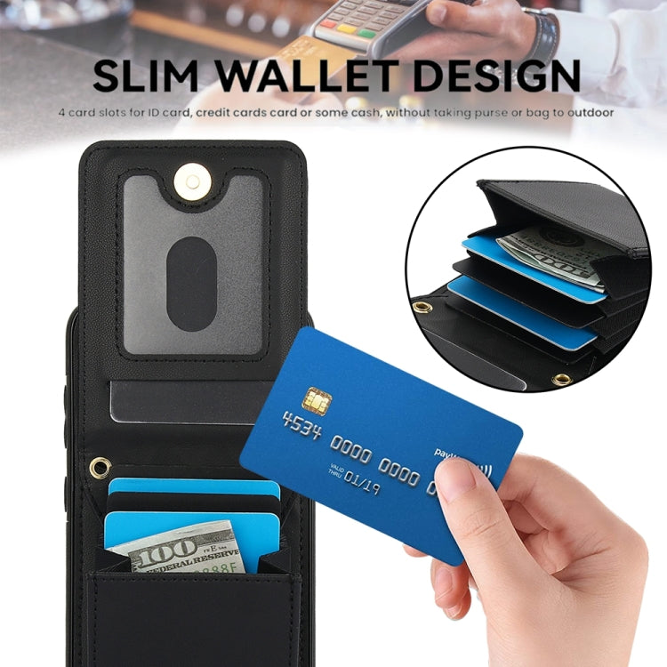 For Samsung Galaxy S23 5G YM015 Crossbody Rhombic Card Bag RFID Phone Case