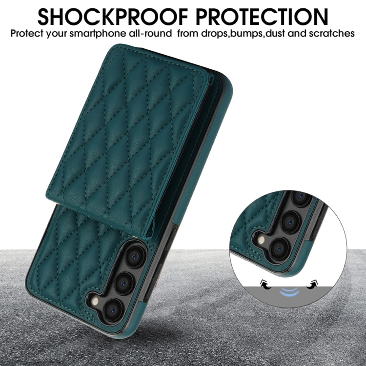 For Samsung Galaxy S23 5G YM015 Crossbody Rhombic Card Bag RFID Phone Case