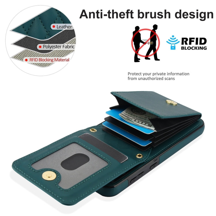 For Samsung Galaxy S23 5G YM015 Crossbody Rhombic Card Bag RFID Phone Case