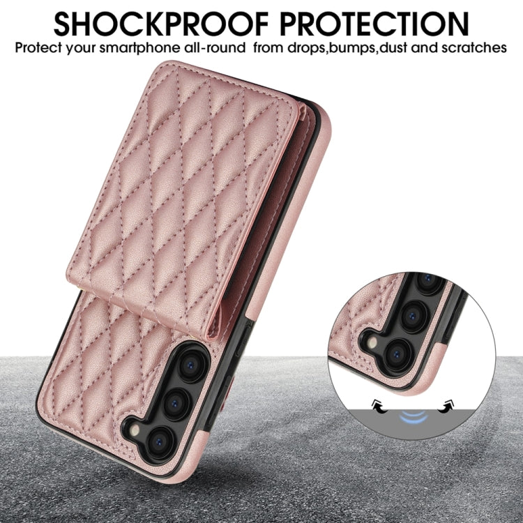 For Samsung Galaxy S23 5G YM015 Crossbody Rhombic Card Bag RFID Phone Case