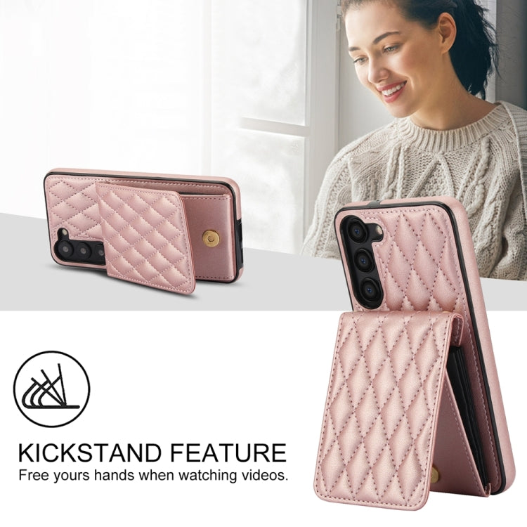 For Samsung Galaxy S23 5G YM015 Crossbody Rhombic Card Bag RFID Phone Case