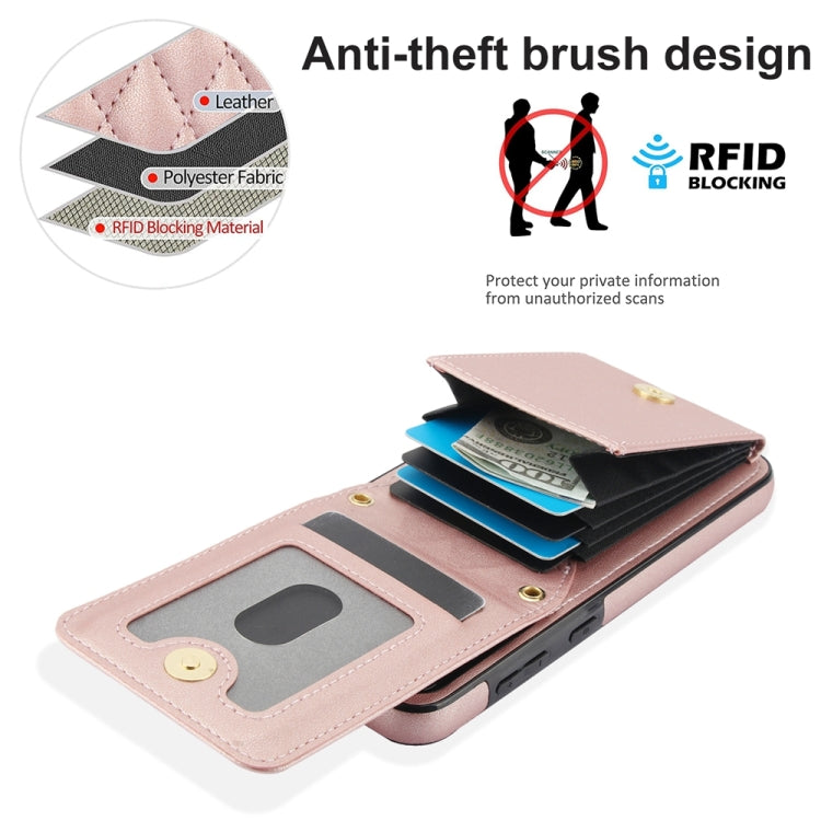 For Samsung Galaxy S23 5G YM015 Crossbody Rhombic Card Bag RFID Phone Case