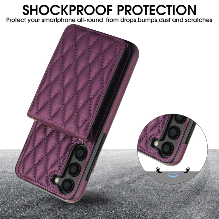 For Samsung Galaxy S23 5G YM015 Crossbody Rhombic Card Bag RFID Phone Case