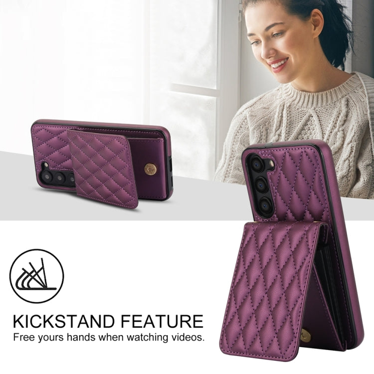 For Samsung Galaxy S23 5G YM015 Crossbody Rhombic Card Bag RFID Phone Case