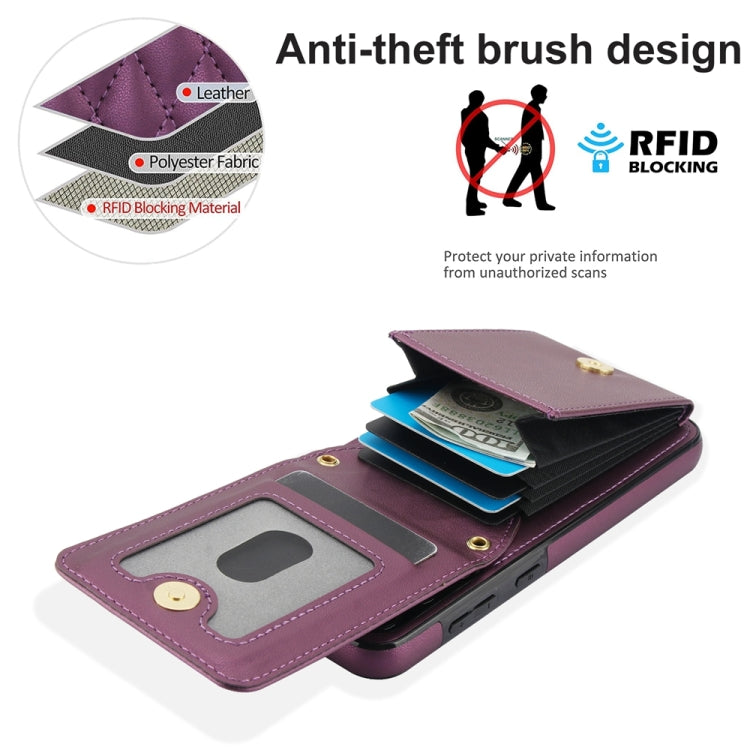 For Samsung Galaxy S23 5G YM015 Crossbody Rhombic Card Bag RFID Phone Case