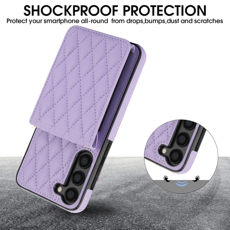 For Samsung Galaxy S23 5G YM015 Crossbody Rhombic Card Bag RFID Phone Case
