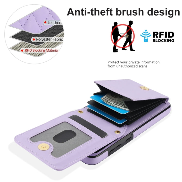 For Samsung Galaxy S23 5G YM015 Crossbody Rhombic Card Bag RFID Phone Case