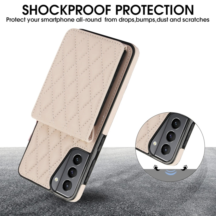 For Samsung Galaxy S21 5G YM015 Crossbody Rhombic Card Bag RFID Phone Case