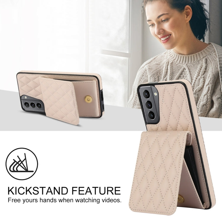 For Samsung Galaxy S21 5G YM015 Crossbody Rhombic Card Bag RFID Phone Case