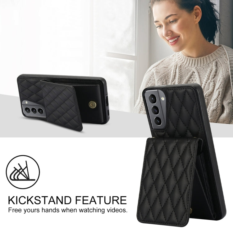 For Samsung Galaxy S21 5G YM015 Crossbody Rhombic Card Bag RFID Phone Case