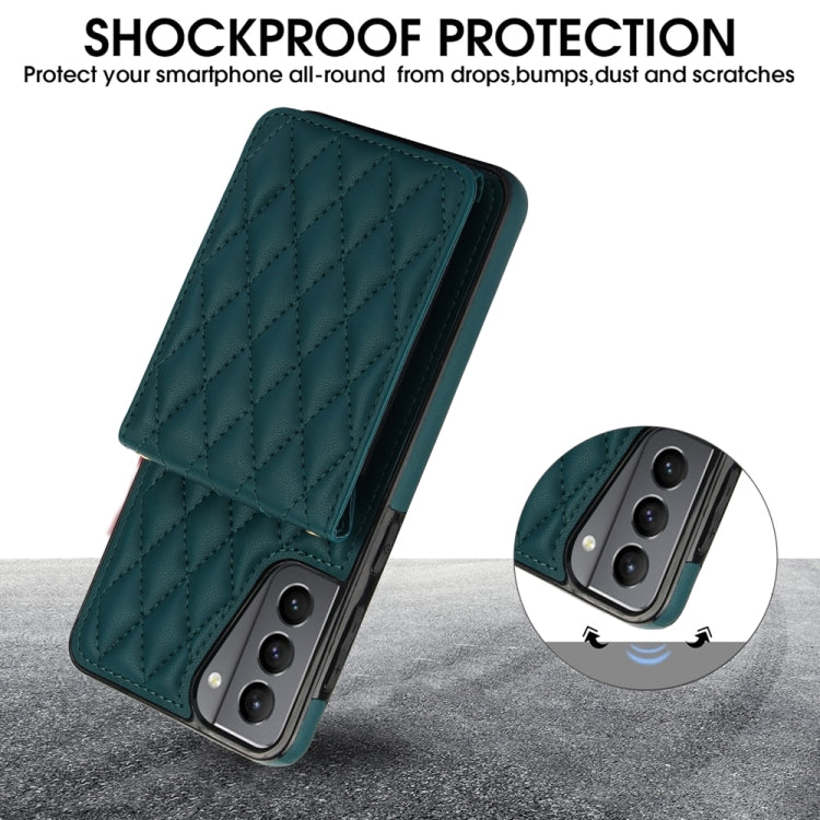 For Samsung Galaxy S21 5G YM015 Crossbody Rhombic Card Bag RFID Phone Case
