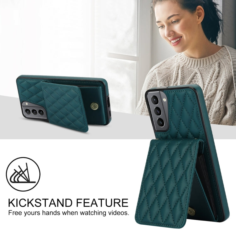 For Samsung Galaxy S21 5G YM015 Crossbody Rhombic Card Bag RFID Phone Case