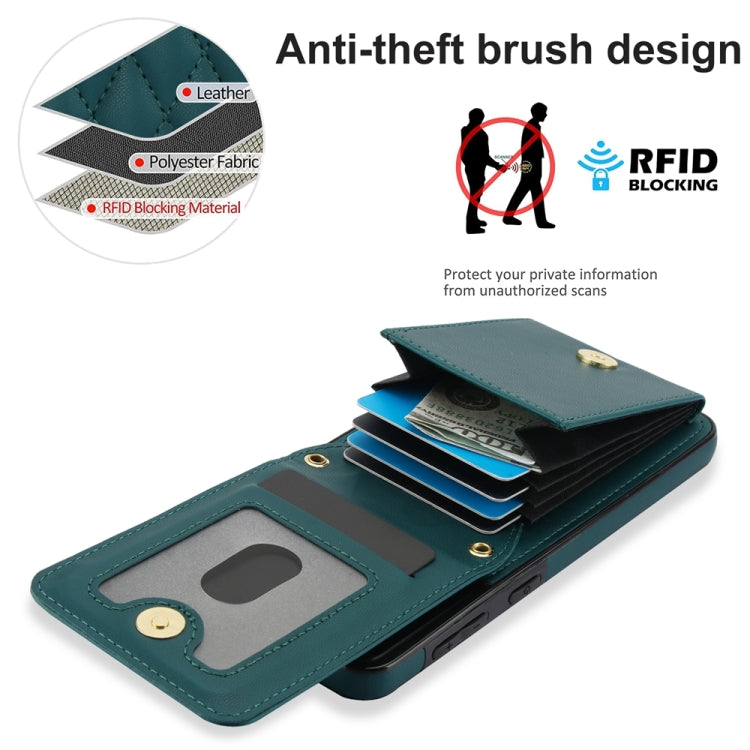 For Samsung Galaxy S21 5G YM015 Crossbody Rhombic Card Bag RFID Phone Case