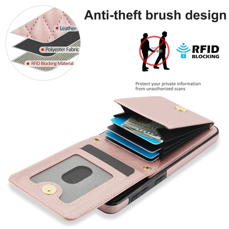 For Samsung Galaxy S21 5G YM015 Crossbody Rhombic Card Bag RFID Phone Case