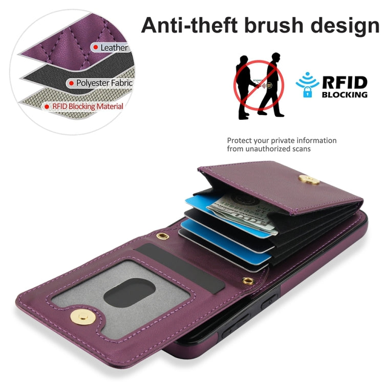 For Samsung Galaxy S21 5G YM015 Crossbody Rhombic Card Bag RFID Phone Case