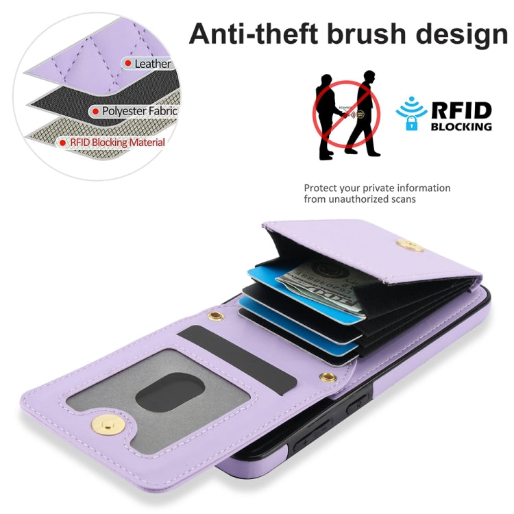 For Samsung Galaxy S21 5G YM015 Crossbody Rhombic Card Bag RFID Phone Case