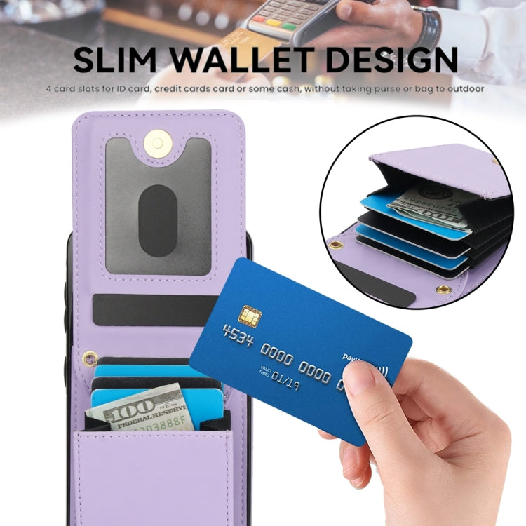 For Samsung Galaxy S21 5G YM015 Crossbody Rhombic Card Bag RFID Phone Case