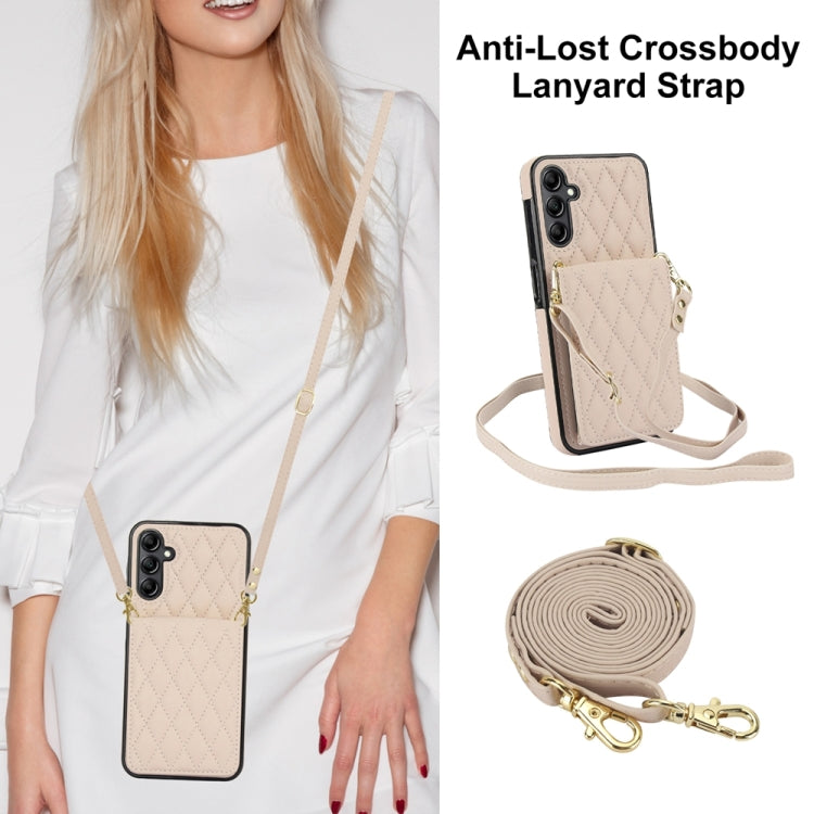 For Samsung Galaxy A14 4G / 5G YM015 Crossbody Rhombic Card Bag RFID Phone Case