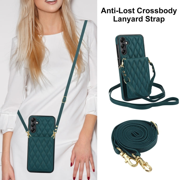 For Samsung Galaxy A14 4G / 5G YM015 Crossbody Rhombic Card Bag RFID Phone Case