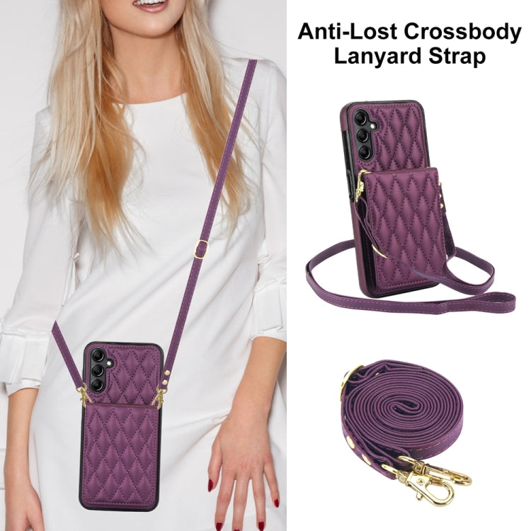 For Samsung Galaxy A14 4G / 5G YM015 Crossbody Rhombic Card Bag RFID Phone Case