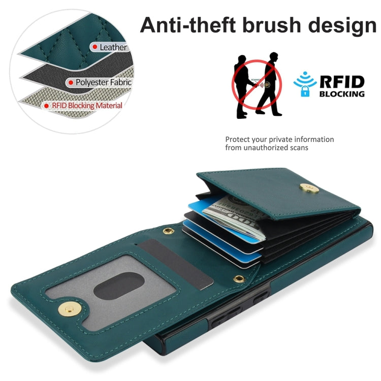 For Samsung Galaxy S23 Ultra 5G YM015 Crossbody Rhombic Card Bag RFID Phone Case