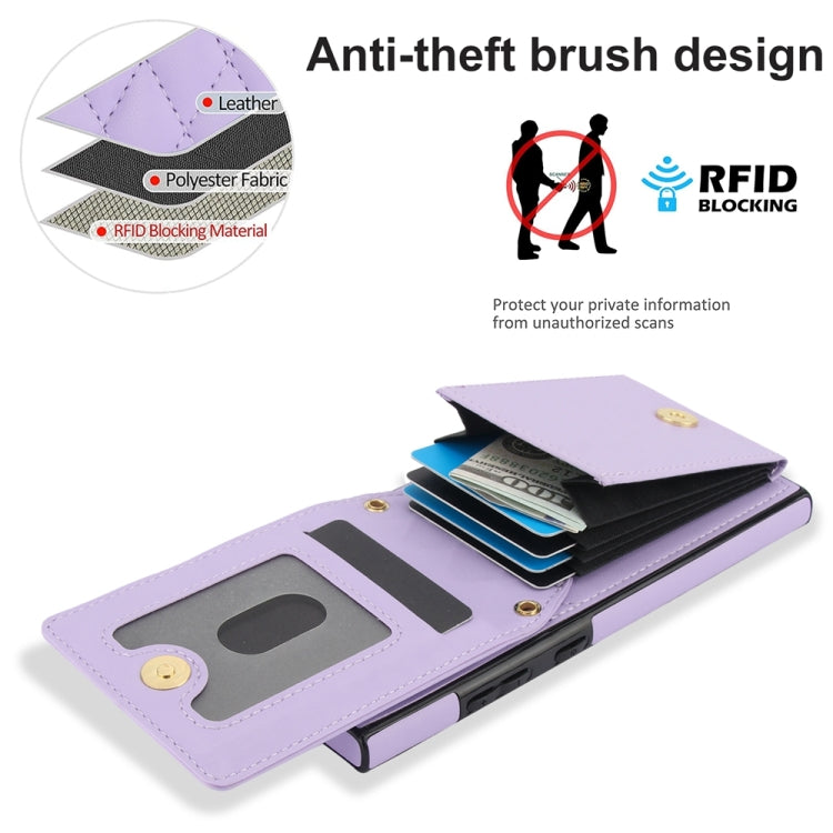 For Samsung Galaxy S23 Ultra 5G YM015 Crossbody Rhombic Card Bag RFID Phone Case