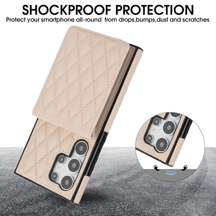 For Samsung Galaxy S24 Ultra 5G YM015 Crossbody Rhombic Card Bag RFID Phone Case
