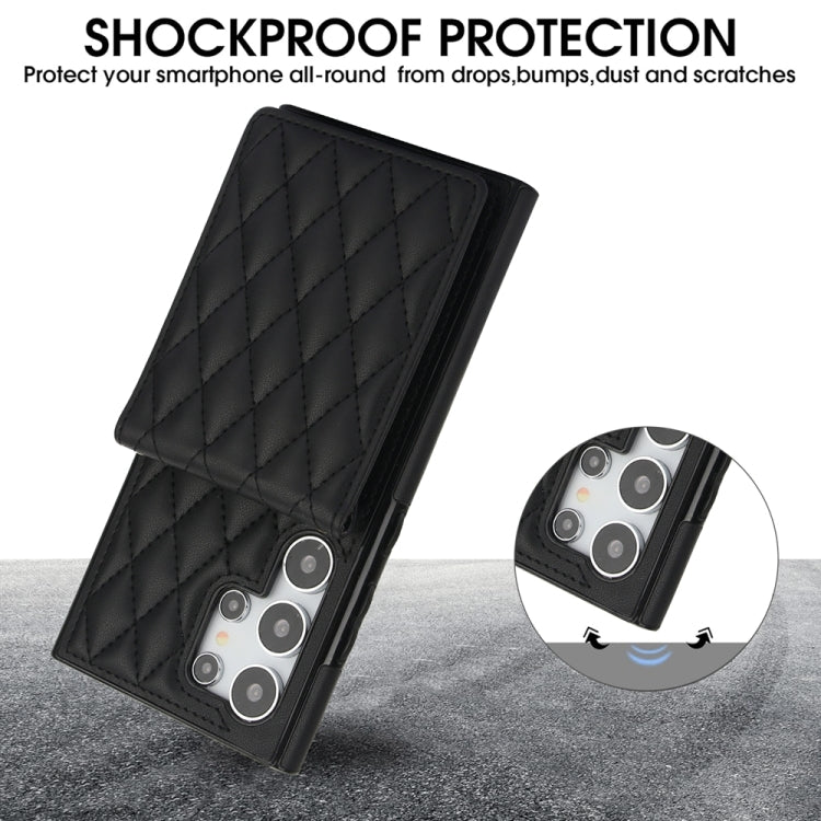 For Samsung Galaxy S24 Ultra 5G YM015 Crossbody Rhombic Card Bag RFID Phone Case