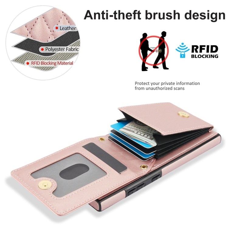 For Samsung Galaxy S24 Ultra 5G YM015 Crossbody Rhombic Card Bag RFID Phone Case