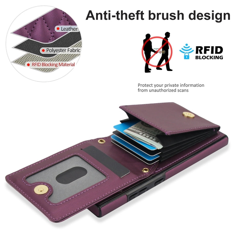 For Samsung Galaxy S24 Ultra 5G YM015 Crossbody Rhombic Card Bag RFID Phone Case