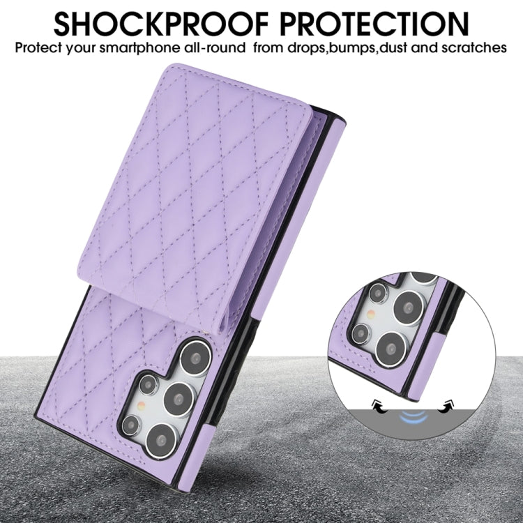 For Samsung Galaxy S24 Ultra 5G YM015 Crossbody Rhombic Card Bag RFID Phone Case
