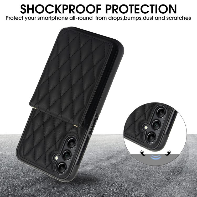 For Samsung Galaxy S25 5G YM015 Crossbody Rhombic Card Bag RFID Phone Case
