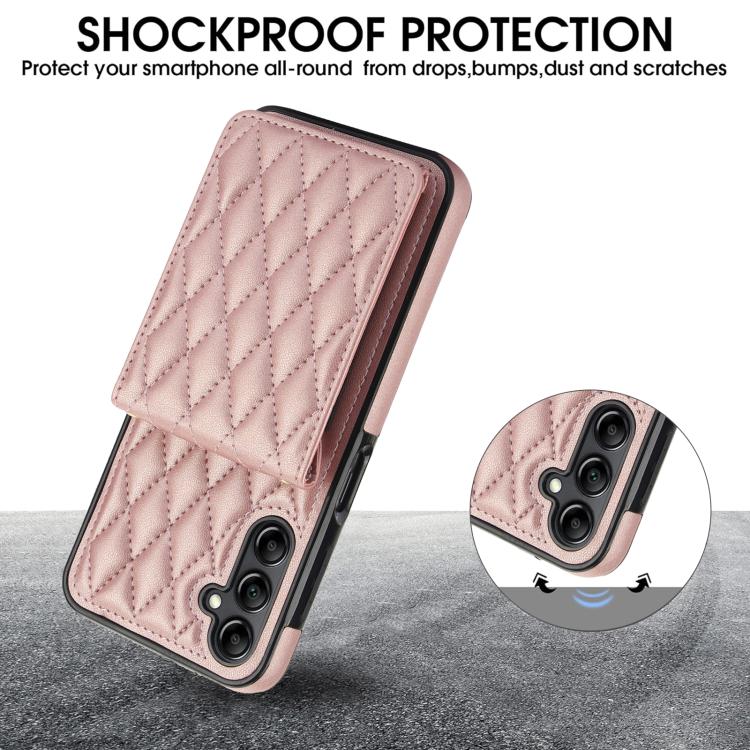 For Samsung Galaxy S25 5G YM015 Crossbody Rhombic Card Bag RFID Phone Case