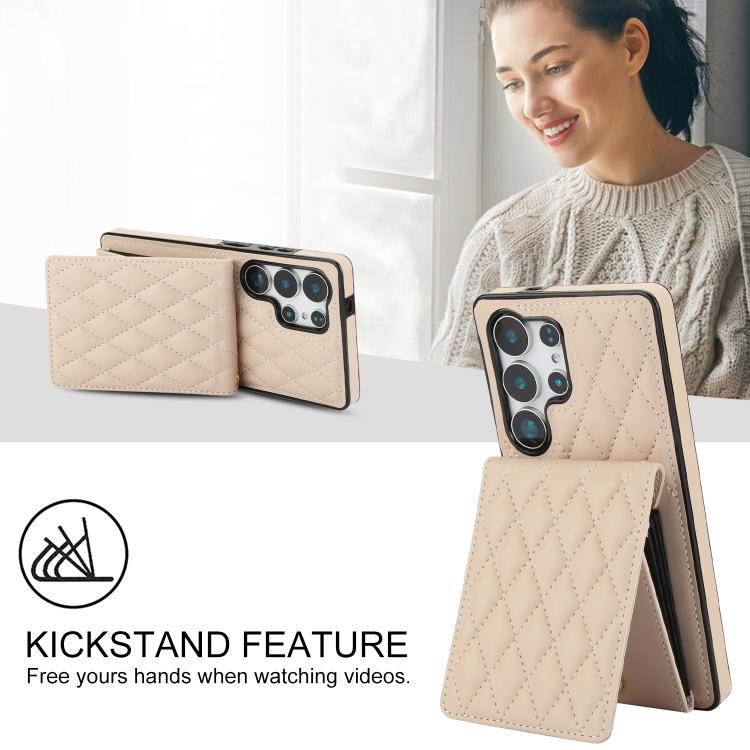 For Samsung Galaxy S25 Ultra 5G YM015 Crossbody Rhombic Card Bag RFID Phone Case