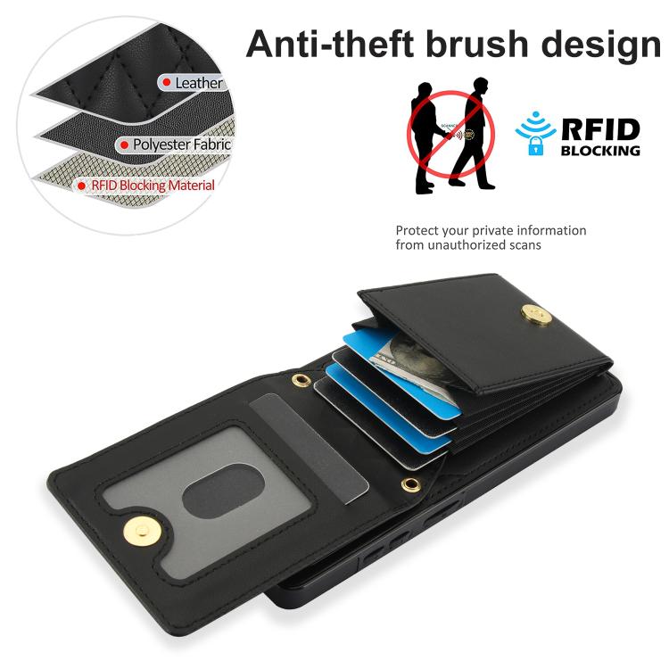 For Samsung Galaxy S25 Ultra 5G YM015 Crossbody Rhombic Card Bag RFID Phone Case