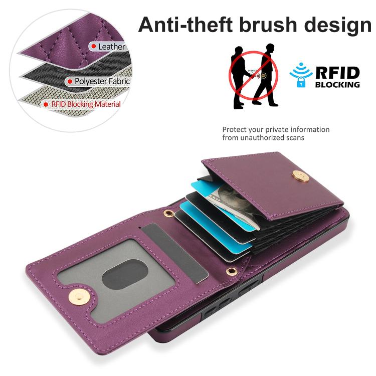 For Samsung Galaxy S25 Ultra 5G YM015 Crossbody Rhombic Card Bag RFID Phone Case
