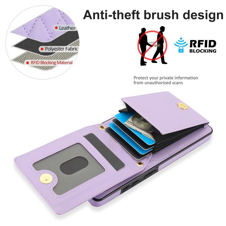 For Samsung Galaxy S25 Ultra 5G YM015 Crossbody Rhombic Card Bag RFID Phone Case