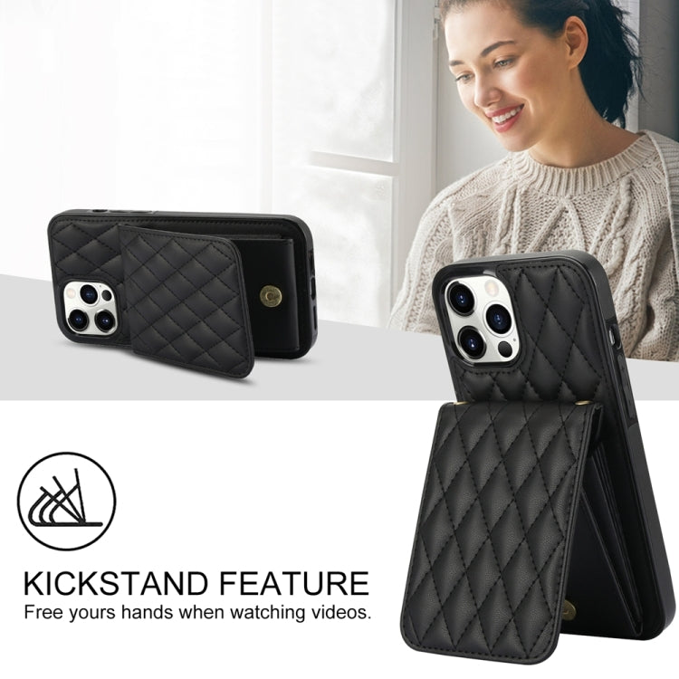 For iPhone 15 Pro Max YM015 Crossbody Rhombic Card Bag RFID Phone Case