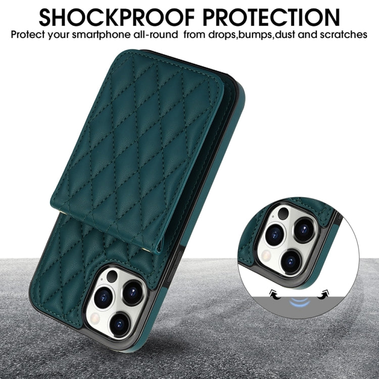 For iPhone 15 Pro Max YM015 Crossbody Rhombic Card Bag RFID Phone Case
