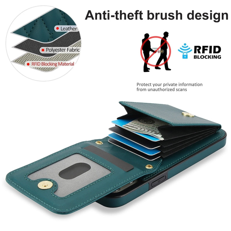 For iPhone 15 Pro Max YM015 Crossbody Rhombic Card Bag RFID Phone Case