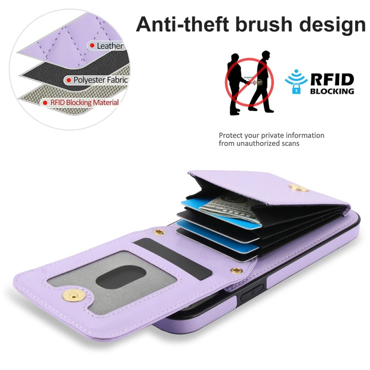 For iPhone 15 Pro Max YM015 Crossbody Rhombic Card Bag RFID Phone Case