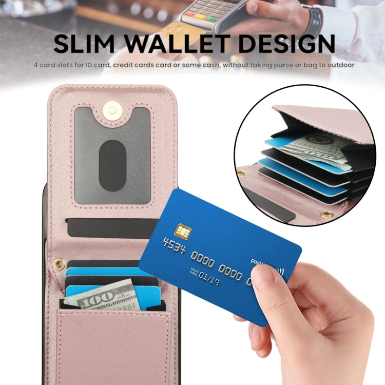 For iPhone 15 YM015 Crossbody Rhombic Card Bag RFID Phone Case