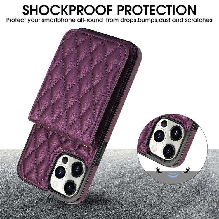 For iPhone 14 Pro YM015 Crossbody Rhombic Card Bag RFID Phone Case