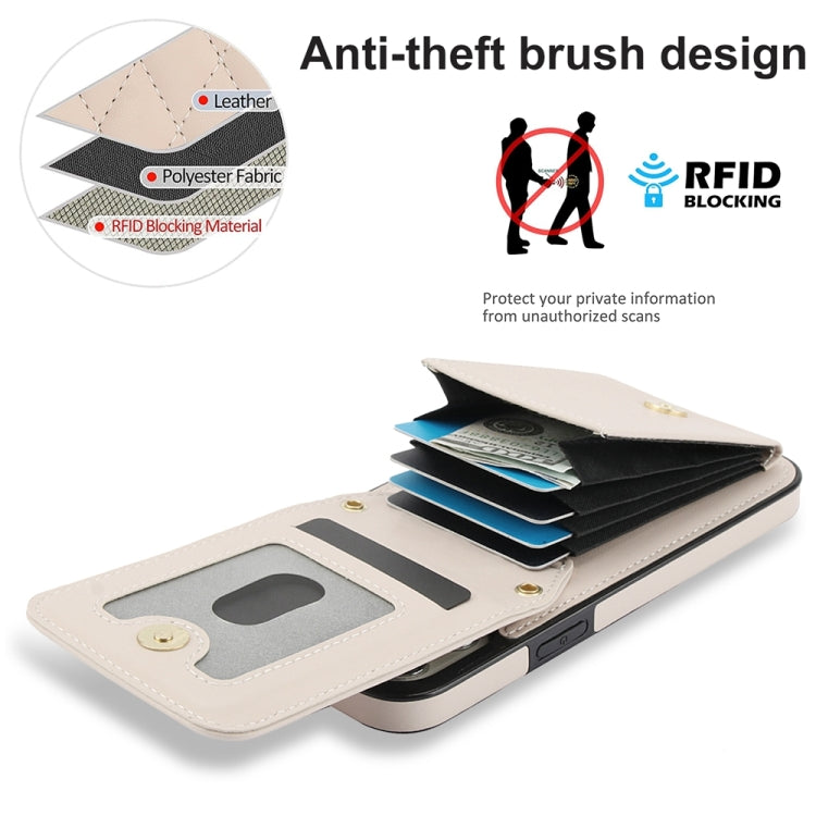 For iPhone 14 Plus YM015 Crossbody Rhombic Card Bag RFID Phone Case