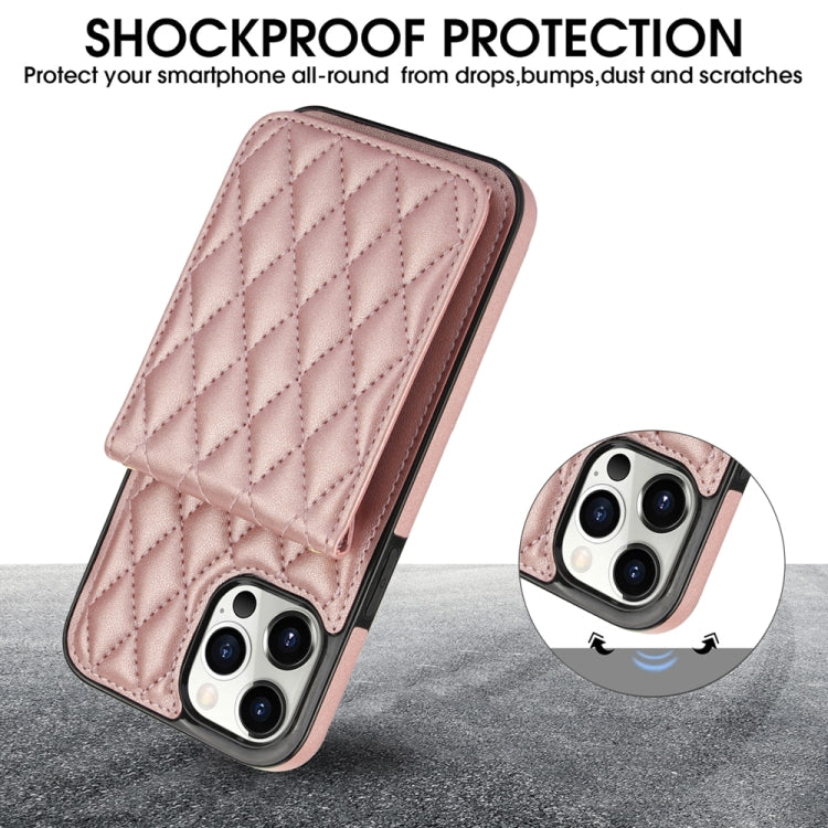 For iPhone 14 YM015 Crossbody Rhombic Card Bag RFID Phone Case
